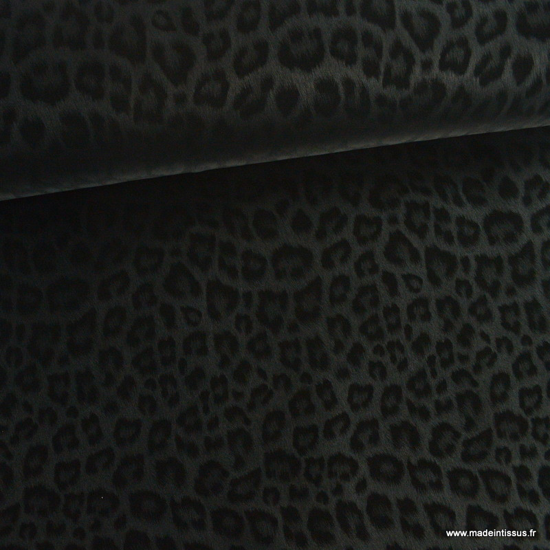 Tissu Softshell motifs léopard fond noir