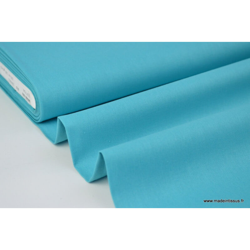 Popeline de coton turquoise peigné motif cachemire - Tissus Price