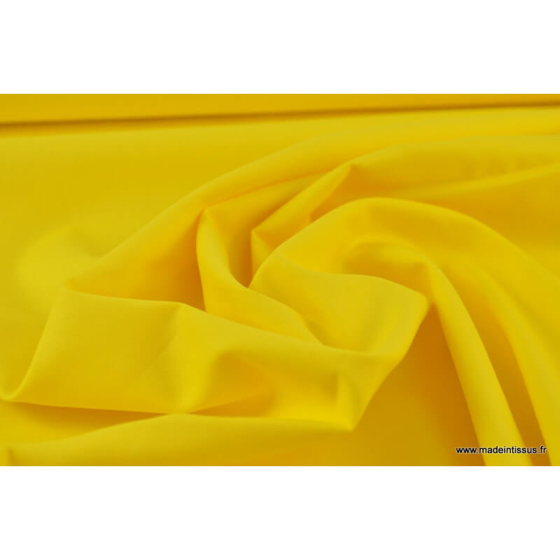 Tissu Popeline de coton uni jaune citron pour création confection et  doublure habillement.