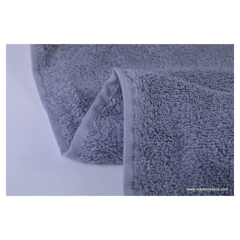 Tissu éponge de coton avec une lisière cousue fermée gris anthracite