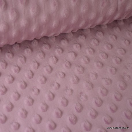 Tissu Polaire Minky Pas Cher Avec Pois En Relief Coloris Vieux Rose Pour Confection Bebe