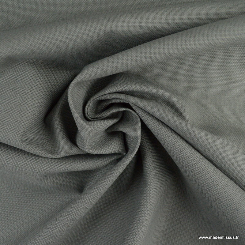 Tissu toile polyester gris anthracite x 10cm - Ma Petite Mercerie