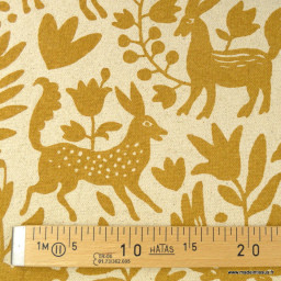 Toile lourde OTOMI peanut motif animaux et fleurs sur toile Joséphine