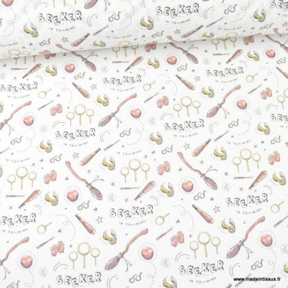 Tissu Harry Potter – Tissu blanc pour balai – Tissu 100 % coton