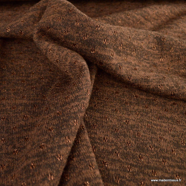 Jersey maille Lurex coloris chocolat