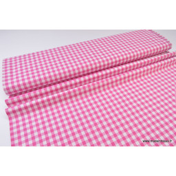 Popeline 100% coton vichy grands carreaux coloris rose pastel X50 cm