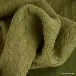 Tissu jersey torsadé vert olive