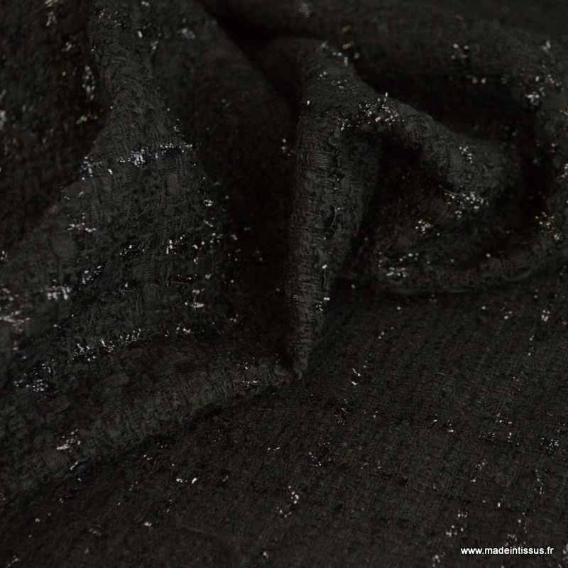 Tissus en ligne : Tissu Tweed Lurex Noir Multicolore - Mercerine