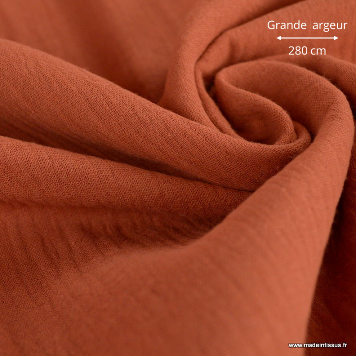 Double gaze grande largeur coloris Terracotta (280cm) - oeko tex