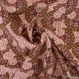 Tissu Viscose motif Bali coloris Nude
