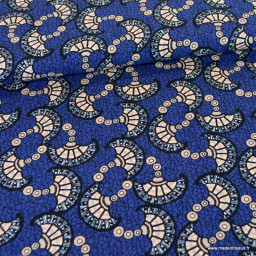 Tissu Viscose motif Bali coloris Bleu
