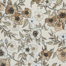 Tissu jersey motif fleurs rurales beige