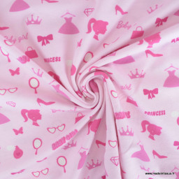 Tissu jersey motif Barbie très Girly - oeko tex