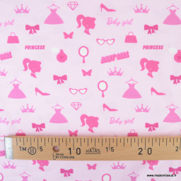 Tissu jersey motif Barbie très Girly - oeko tex