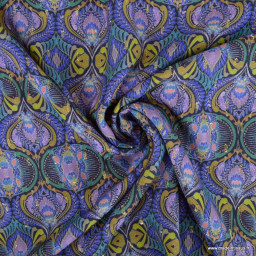 Tissu Viscose lurex motif graphique violet