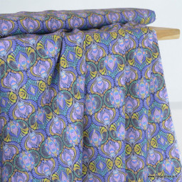 Tissu Viscose lurex motif graphique violet