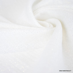 Double gaze de coton irisé Lurex Blanc -  oeko tex