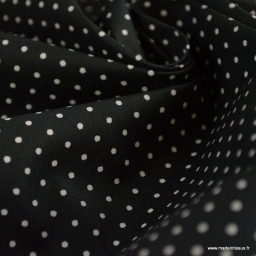 Tissu coton Enduit motifs Pois fond Noir -  Oeko tex