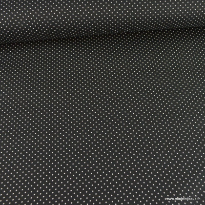 Tissu coton Enduit motifs Pois fond Noir -  Oeko tex