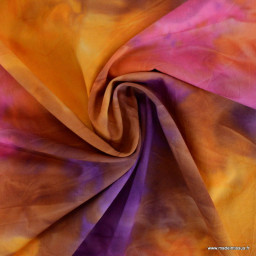 Tissu Batik marbré orange et violet