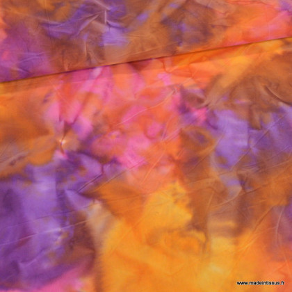 Tissu Batik marbré orange et violet