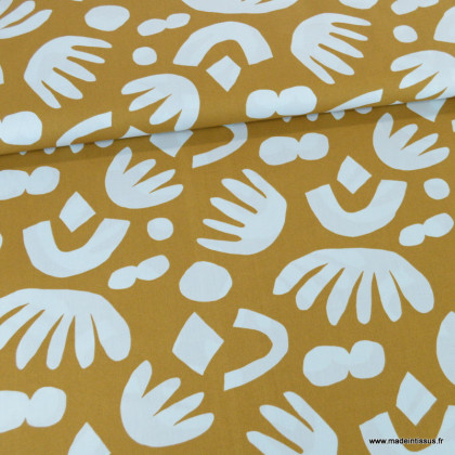 Popeline de coton motif Puzzle Gold - Nerida Hansen - oeko tex