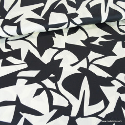 Tissu Satin de coton graphique Noir et Blanc