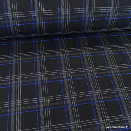 Tissu pour siège auto carreaux écossais bleu et noir