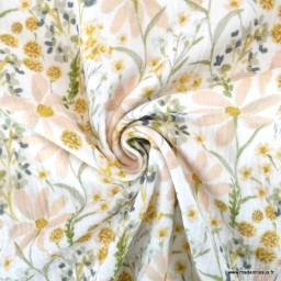 Double gaze de coton Hypolite motif fleurs pastels - oeko tex - Poppy