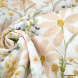 Double gaze de coton Hypolite motif fleurs pastels - oeko tex - Poppy