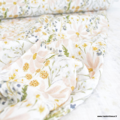 Double gaze de coton Hypolite motif fleurs pastels - oeko tex