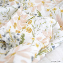 Double gaze de coton Hypolite motif fleurs pastels - oeko tex - Poppy