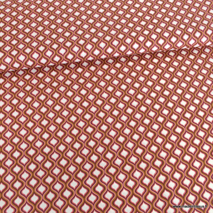 Popeline de coton motif géométrique losange Aubergine - oeko tex