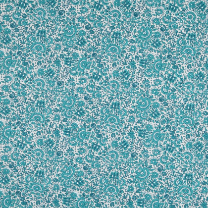 Tissu cretonne Anaya motif fleurs indiennes Turquoise - oeko tex