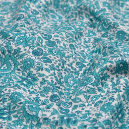 Tissu cretonne Anaya motif fleurs indiennes Turquoise - oeko tex