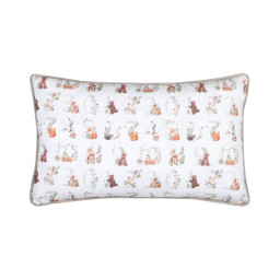 Tissu coton Quatsous motif oursons, lapins et chiffres fond blanc - Oeko tex