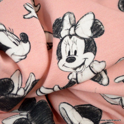 Tissu Disney en jersey motifs Minnie fond rose - oeko tex