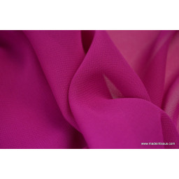 Tissu Mousseline fluide polyester fuchsia x50cm