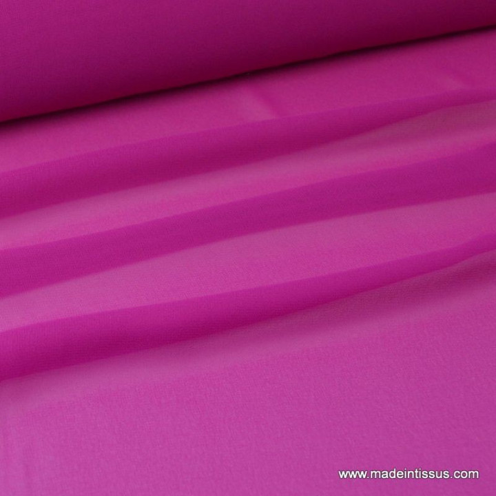 Tissu Mousseline fluide polyester fuchsia x50cm