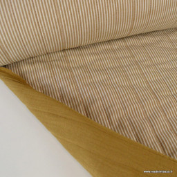 Tissu Matelassé vertical - Country Havane et ocre - oeko tex