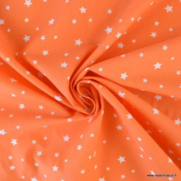 Tissu coton oeko tex imprimé étoiles - Orange