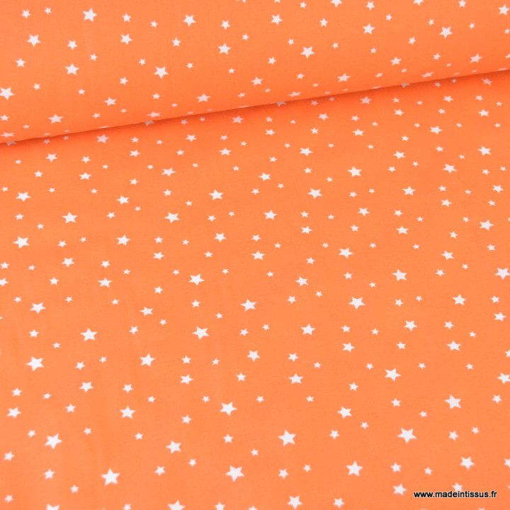 Tissu coton oeko tex imprimé étoiles - Orange