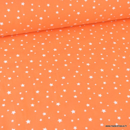 Tissu coton oeko tex imprimé étoiles - Orange