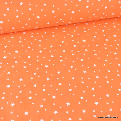 Tissu coton oeko tex imprimé étoiles - Orange