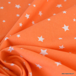 Tissu coton oeko tex imprimé étoiles - Orange