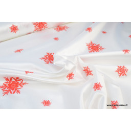 Tissu flocons ROUGE nappes de noel x50cm