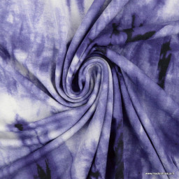 1 coupon de 62 cm  Tissu Jersey de Viscose tie and dye violet et blanc - oeko tex