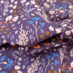 Tissu coton motifs fleurs- Dear Isla - Dark Liliac Fabric - Cotton and Steel