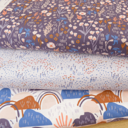 Tissu coton motifs fleurs- Dear Isla - Dark Liliac Fabric - Cotton and Steel