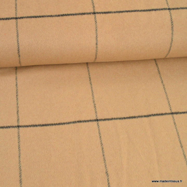 Tissu Lainage manteau à carreaux camel